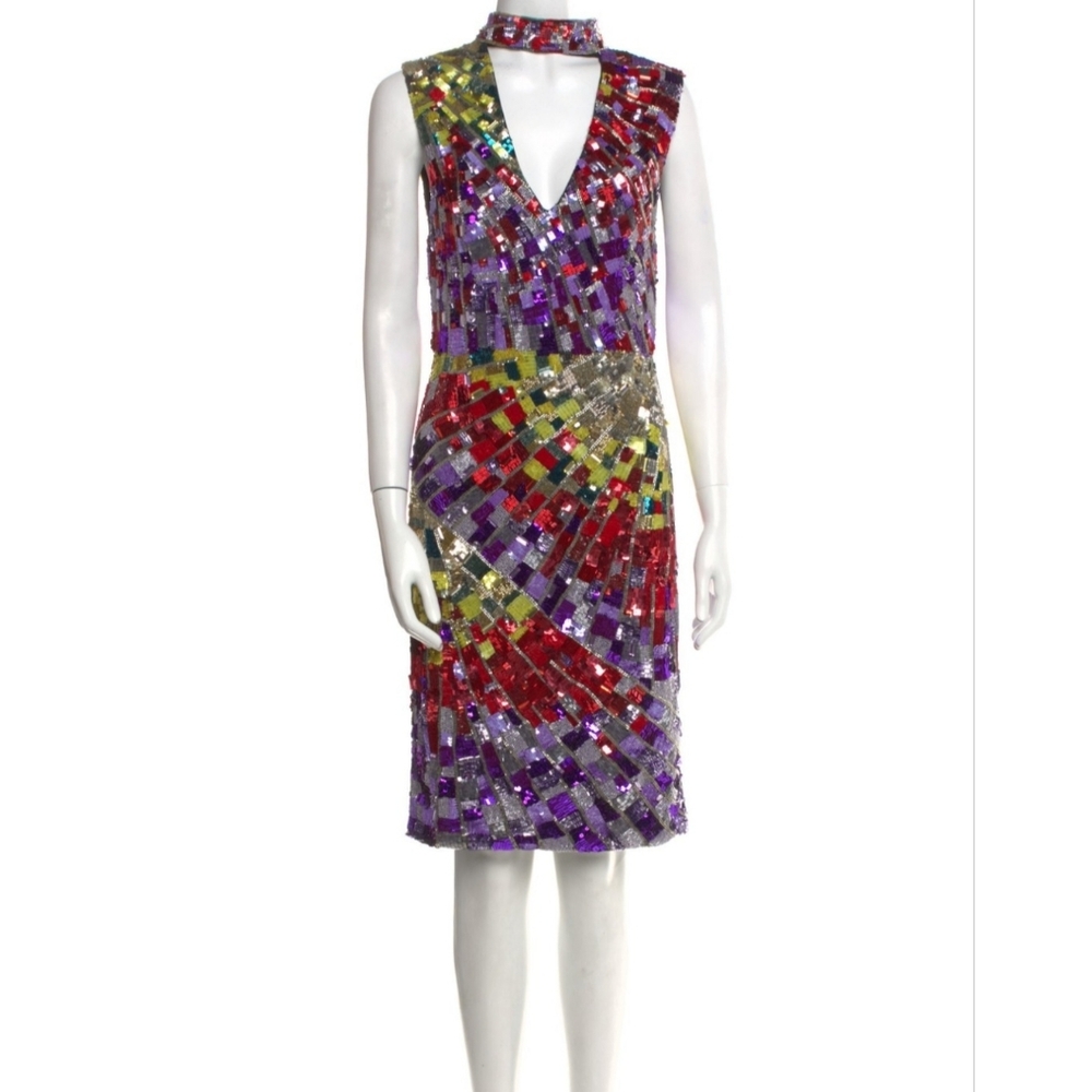 Alice + Olivia Dumont Sequin Choker Mini Dress Size 6 NWT $1,600 - Picture 11 of 13